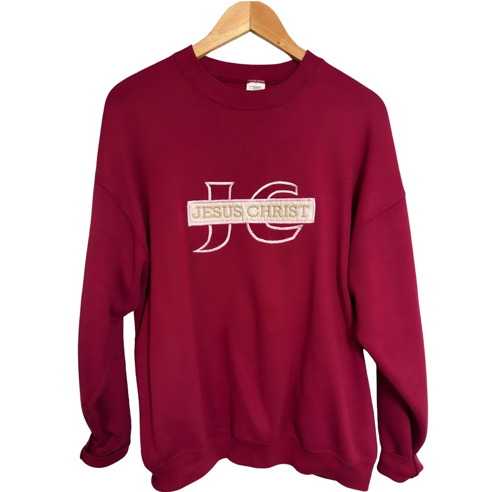 Vintage 1/1 hand stitched Large JC Jesus Christ Crew Neck